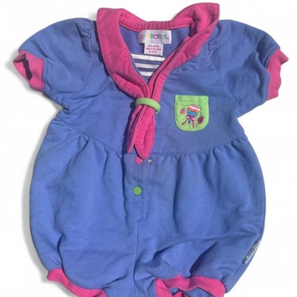 Other - Vtg 1994 Gymboree Rainbow Tag/ sz Newborn Pink & Periwinkle Romper